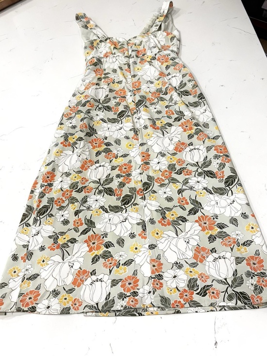 Abercrombie & Fitch Floral Print Maxi Dress Linen Blend Slit Sundress Size M - Picture 6 of 6